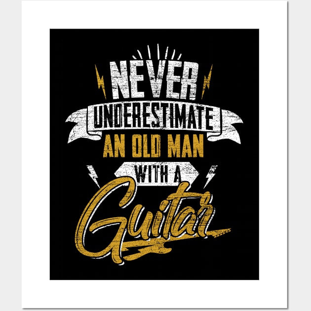 Retired Guitar-Player Old Man Guitarist Wall Art by ShirtsShirtsndmoreShirts